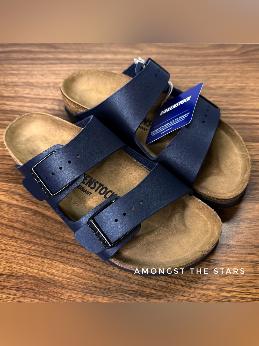Birkenstock Arizona Blue Birko Flor Double Strap Sandals
